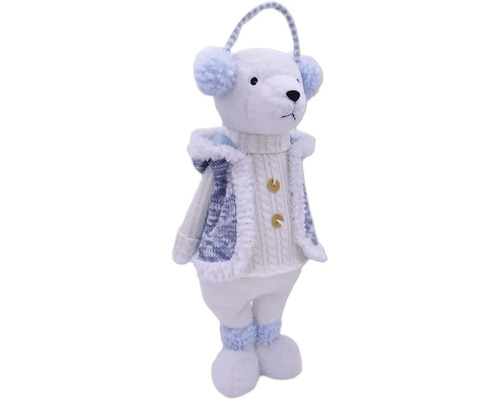 Figurine décorative ours avec cache-oreilles et gilet
