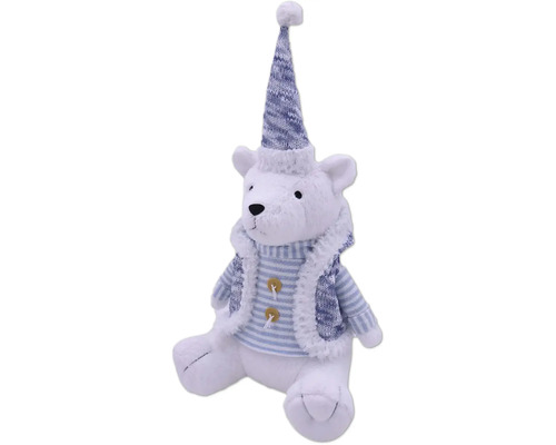 Figurine décorative ours polaire avec bonnet et gilet