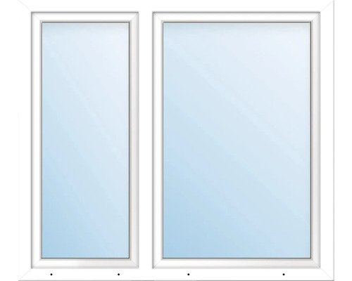 ARON Kunststofffenster 2 Flügelig (Dreh-Kipp/Dreh-Kipp) mit festem Pfosten weiss 1400 mm x 1700 mm