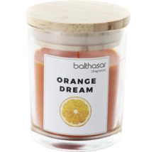 Bougie parfumée Orange Dream en verre avec couvercle en bois