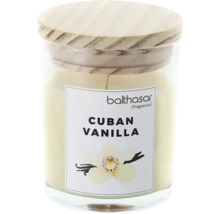 Bougie parfumée Vanille cubaine dans un verre avec couvercle en bois