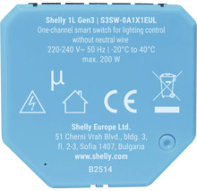Shelly 1L Gen3 Smart Switch zur Lichtsteuerung ohne Neutralleiter