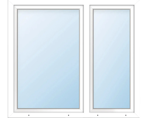 ARON Kunststofffenster 2 Flügelig (Dreh-Kipp/Dreh-Kipp) mit festem Pfosten weiss 1600 mm x 1700 mm