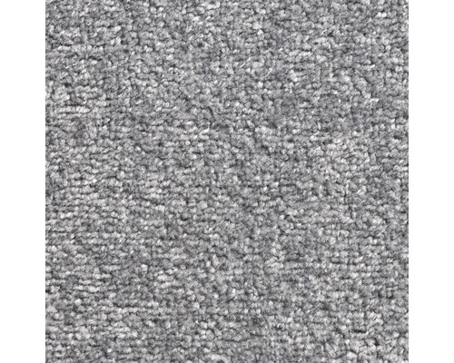 Spannteppich Velours Exton grau 500 cm breit (Meterware) Nahaufnahme eines grauen Teppichs.