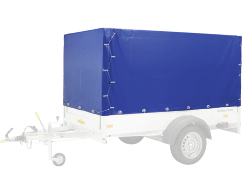 Remorque avec bâche bleue pour protéger le chargement