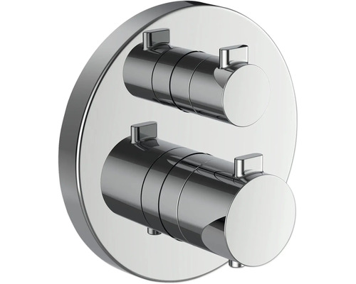 Robinet thermostatique pour salle de bains avec deux commandes rondes