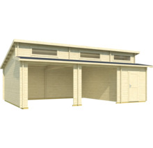 Garage en bois avec remise à outils et fenêtres