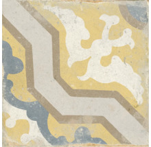 Carreau décoratif avec motifs géométriques et floraux