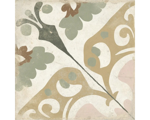 Carrelage sol et mur en grès cérame fin RG 1827 clay Lxlxe 22.3x22.3x0.9 cm Carreau décoratif avec motif ornemental