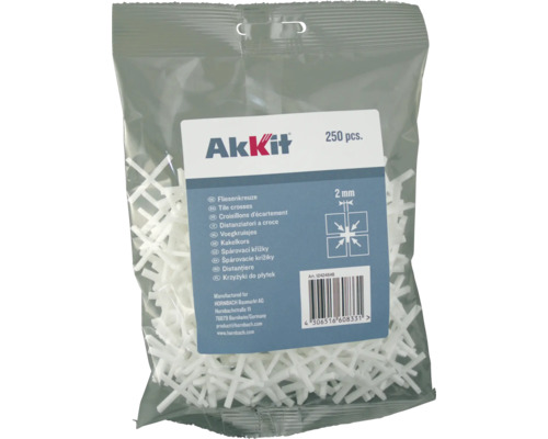 Akkit Fliesenkreuze 2 mm 250 Stück Packung Fliesenkreuze, 2 Millimeter, 250 Stück