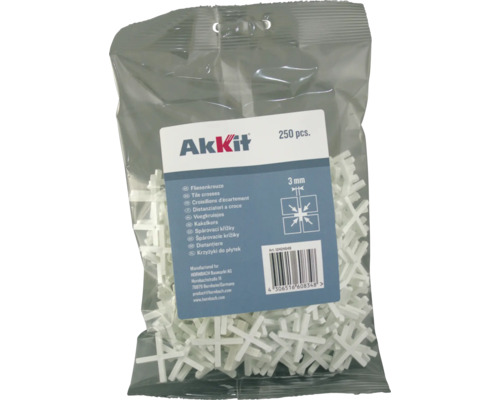 Akkit Fliesenkreuze 3 mm 250 Stück Packung Fliesenkreuze, 3 mm, 250 Stück