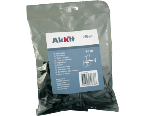 Akkit Fliesenkeile 0-5 mm 250 Stück Packung Fliesenkeile, 250 Stück, zur Anwendung für 0 bis 5 mm Fugen