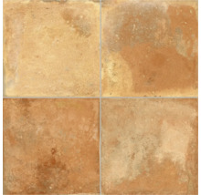 Vier quadratische Bodenfliesen aus Keramik