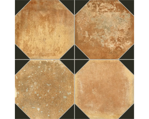 Carrelage sol et mur en grès cérame fin RG Nonna black decor Lxlxe 45.2x45.2x0.95 cm Motif de carreaux muraux avec une surface mate