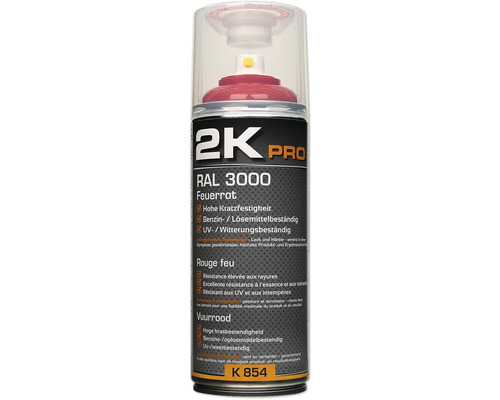 2K PRO Sprühlack glanz RAL 3000 feuerrot 400 ml