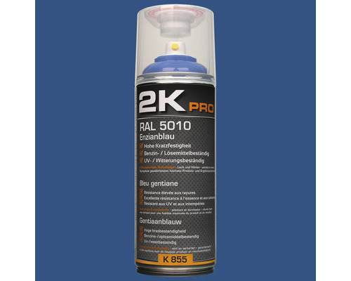 Aérosol 2K Pro bleu gentiane RAL 5010 pour travaux de peinture