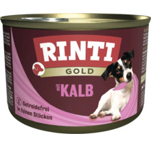 Rinti Gold Hundenassfutter mit Kalb im Futternapf