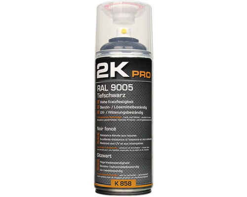 Laque en aérosol 2K PRO brillant RAL 9005 noir foncé 400 ml