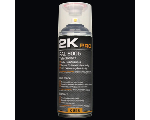 Peinture aérosol 2K Pro RAL 9005 noir profond