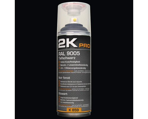 Bombe de peinture 2K Pro RAL 9005 noir foncé