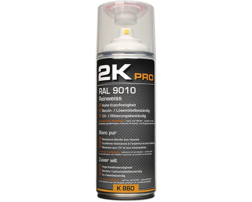 Laque en aérosol 2K PRO brillant RAL 9010 blanc pur 400 ml