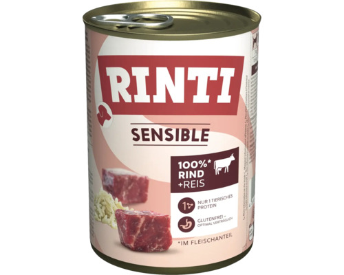 Nourriture pour chiens humide, Rinti Sensible bœuf+riz 400 g