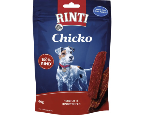 Snack pour chiens RINTI Extra Chicko boeuf 60 g Rinti Chicko lamelles de boeuf savoureuses pour chiens, paquet de 60 grammes