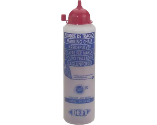 Poudre de craie dans un flacon avec bouchon rouge