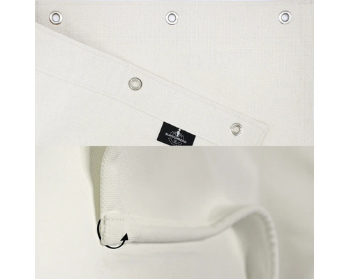 Vue détaillée d''un tissu opaque avec des œillets et le logo Burschberg