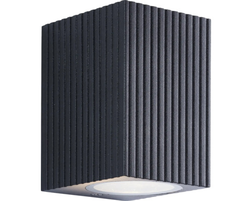 Aussenwandlampe Jelani 1 x GU10 10 W schwarz Rechteckige Wandleuchte mit gerippter Oberfläche