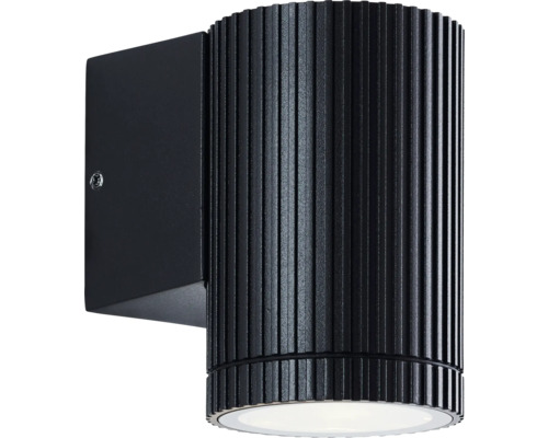 Aussenwandlampe Keola 1 x GU10 10 W schwarz Schwarze Wandleuchte mit geriffelter Oberfläche.