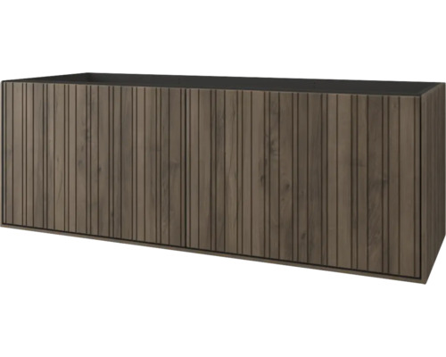 Meuble sous-lavabo en bois avec des lamelles verticales