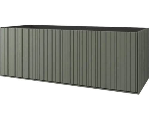 Jungborn Waschbeckenunterschrank SEIMILA BxHxT 120 x 43 x 46 cm Frontfarbe grün matt Grauer Waschtischunterschrank mit Rillenoptik