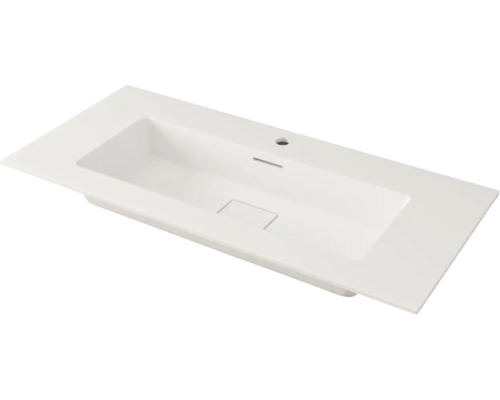 Jungborn Mineralguss Möbelwaschtisch SEIMILA 101 x 46 cm weiss matt Aufsatzwaschbecken für Badezimmer
