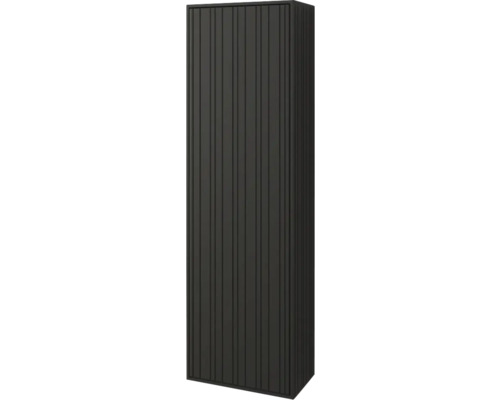 Jungborn Hochschrank SEIMILA BxHxT 35 x 115 x 20 cm Frontfarbe schwarz matt Schrank mit vertikalen Streifen