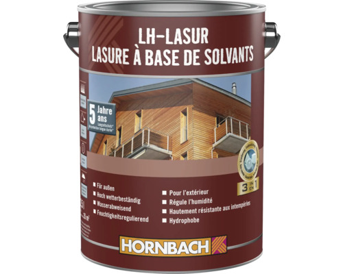 Lasur auf Lösemittelbasis im Metalleimer mit Hornbach Logo