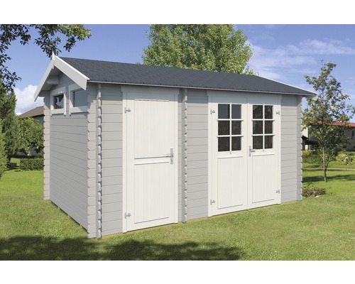 Abri de jardin en bois avec fenêtres et double porte