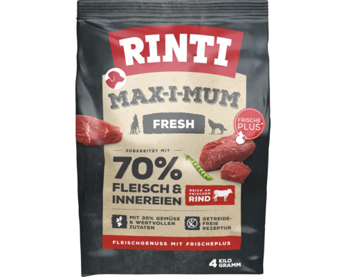 Hundefutter trocken, Rinti Max-i-mum Rind getreidefrei 4 kg Rinti Max-I-Mum Fresh Hundefutter mit Rind in 4 Kilogramm Packung