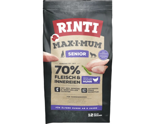 Hundefutter trocken RINTI Max-i-mum Senior Huhn 12 kg Rinti Max-i-Mum Senior Hundefutter, geeignet für ältere Hunde ab acht Jahren, 12 Kilogramm