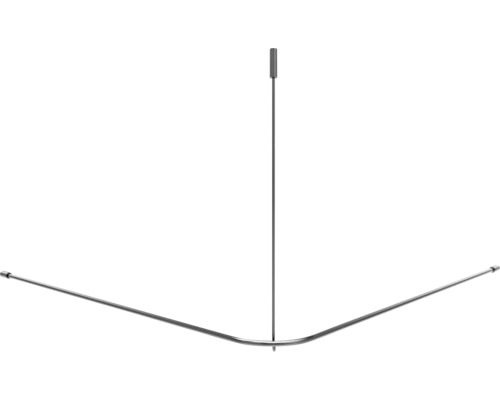 Barre pour rideau de douche Burschberg forme en L y compris support de plafond Ø 10 mm 100 x 100 cm acier inoxydable brossé mat Tringle à rideau de douche pour montage en angle