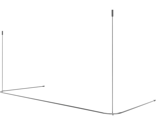 Barre pour rideau de douche Burschberg forme en U y compris support de plafond Ø 10 mm 65 x 150 x 65 cm acier inoxydable brossé mat Barre de douche d''angle pour montage dans les salles de bains