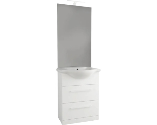 Set de meubles de salle de bains form&style LANAI lxhxp 66 cm x 190 cm x 47 cm couleur de façade blanc mat 03099 Meuble-lavabo blanc avec miroir et trois tiroirs pour la salle de bains