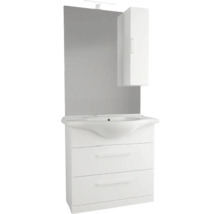 Waschbeckenunterschrank mit Spiegel, Spiegelschrank und zwei Schubladen