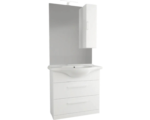 form&style Badmöbel-Set LANAI BxHxT 87 cm x 190 cm x 50 cm Frontfarbe weiss matt Waschbeckenunterschrank mit Spiegel, Spiegelschrank und zwei Schubladen