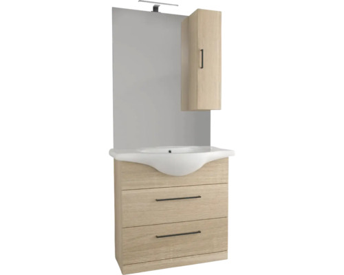 form&style Badmöbel-Set LANAI BxHxT 87 cm x 190 cm x 50 cm Frontfarbe eiche bruges Badezimmermöbel-Set mit Waschbecken, Spiegelschrank und Unterschrank