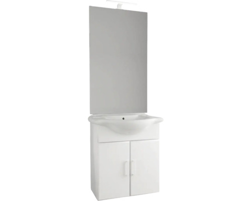 form&style Badmöbel-Set MALPELO BxHxT 66 cm x 190 cm x 47 cm Frontfarbe weiss matt Waschbeckenunterschrank mit Spiegel und Beleuchtung für das Badezimmer