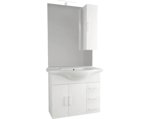 form&style Badmöbel-Set MALPELO BxHxT 87 cm x 190 cm x 50 cm Frontfarbe weiss matt Waschtisch mit Spiegel, Hängeschrank, Waschbecken und Unterschrank für das Badezimmer