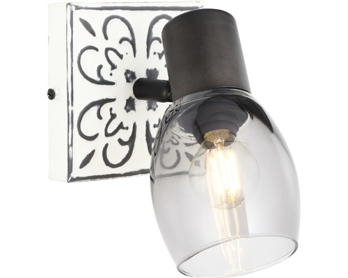 Applique murale avec motif floral et abat-jour transparent