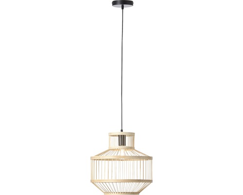 Hängelampe mit Schirm aus Holzstäben