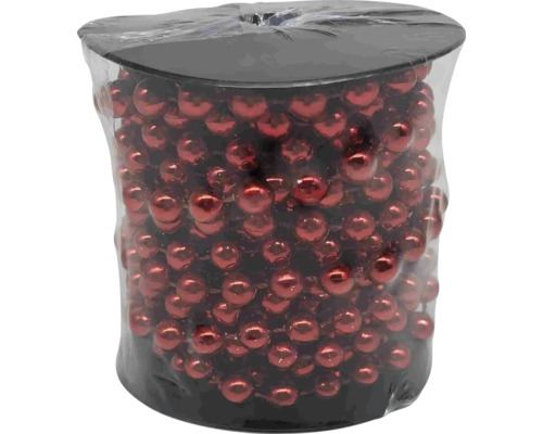 Guirlande pour sapin de Noël Lafiora 6 m rouge Bobine de guirlande de perles rouges brillantes pour la décoration